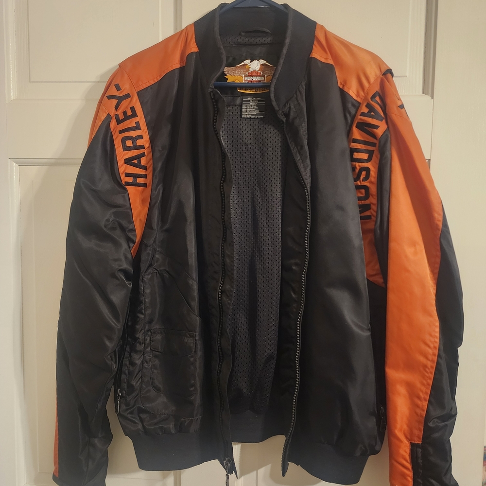Harley-Davidson Men's Black and Orange Jacket - Picture 4 of 11